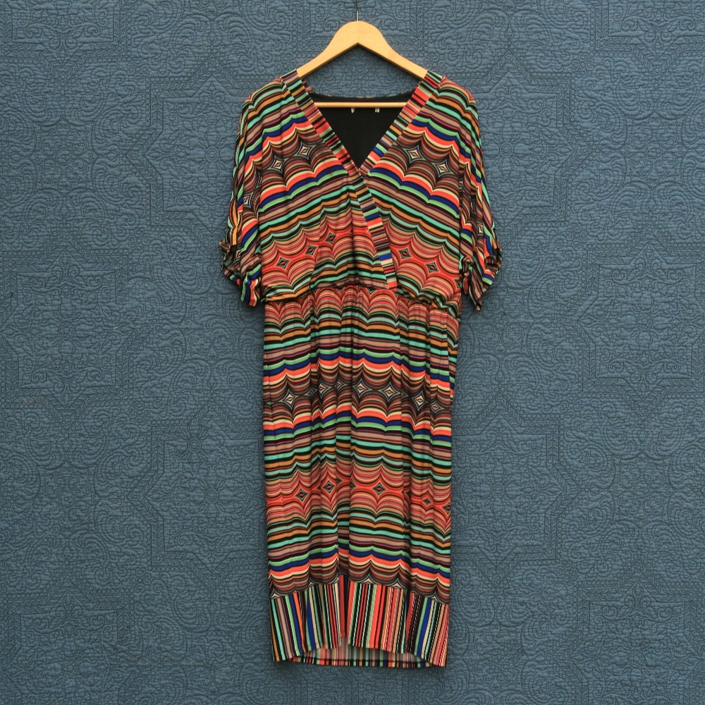 Colorful Peek A Boo Sleeve Dress Size 1X